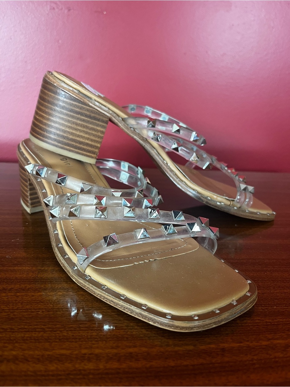 Wore once Madden Girl Clear Studded Block Heel Sandals